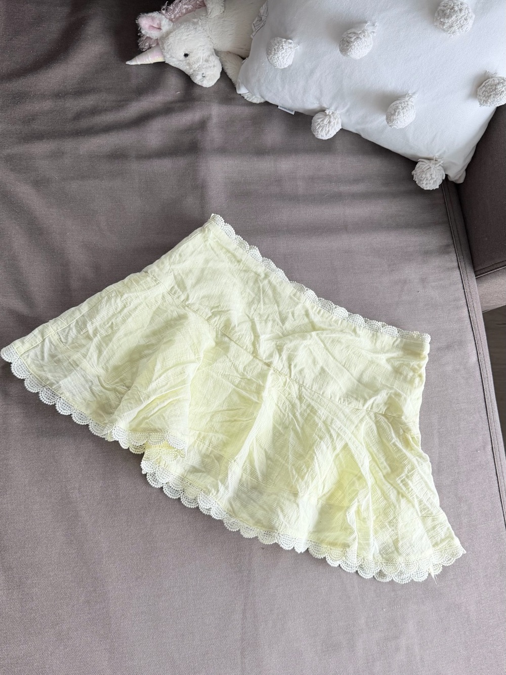 Peppermayo Pale Yellow Lace-Trim Mini Skirt - Picture 3 of 5